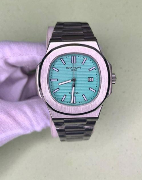 ساعت مچی پتک فیلیپ صفحه ابی فیروزه ای بندنقره ای